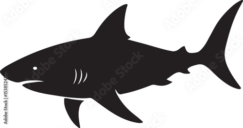 Isolated great white shark vector illustration swimming underwater with dangerous teeth