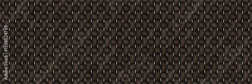Black rattan basket seamless bg. Fabric weave pattern with texture. Handicraft raffia lattice. Textile mesh. Ethnic handmade decor. Vector illustration with gradient mesh