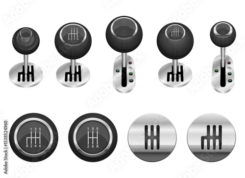 Gear Shift Knobs: Different designs of manual and automatic transmission