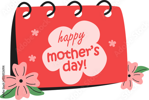Mother's day vector illustrations. Flower, mug, gift box, cake vector illustration. Mother's day element for cards, cover, poster, wallpaper	