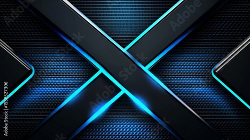 Wallpaper Mural Abstract geometric design featuring crossing black bands with blue accents Torontodigital.ca