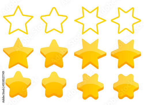 Golden Stars: Icons of Achievement, Success, and Decorative Shapes