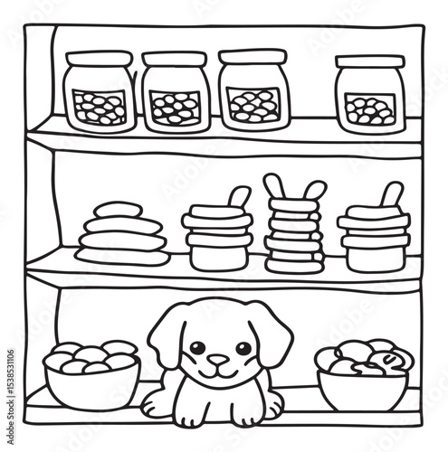 Dog Moments - Cute Puppy Life Coloring Pages | Fun Dog Activities | Dog coloring page | Line art vector illustration