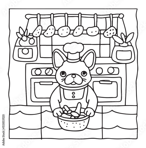 Dog Moments - Cute Puppy Life Coloring Pages | Fun Dog Activities | Dog coloring page | Line art vector illustration