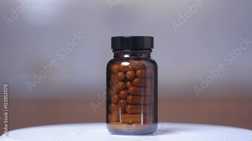 Drug pills spinning in a bottle