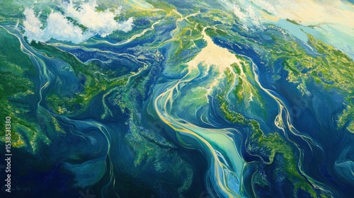 Aerial view of vibrant landscapes