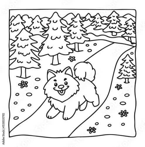 Dog Moments - Cute Puppy Life Coloring Pages | Fun Dog Activities | Dog coloring page | Line art vector illustration