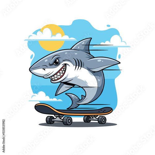 shark on a skateboard funny