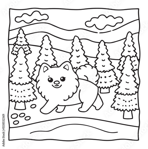 Dog Moments - Cute Puppy Life Coloring Pages | Fun Dog Activities | Dog coloring page | Line art vector illustration