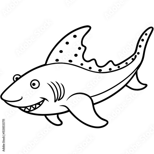 Wobbegong Shark Minimalist Line Illustration