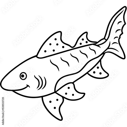 Wobbegong Shark Minimalist Line Illustration