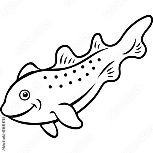 Wobbegong Shark Minimalist Line Illustration
