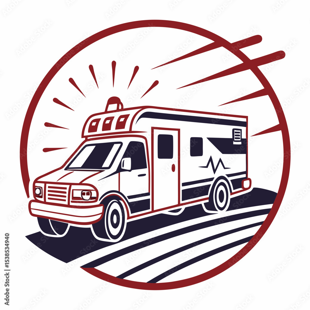 Fototapeta premium Emergency transport icon with siren