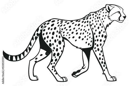 Wallpaper Mural Striking cheetah illustration walks powerfully with bold black spots and distinct markings across its body Torontodigital.ca