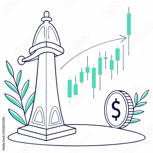 Finance icon of stock market candlestick chart