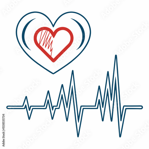 Heartbeat monitor icon with ECG line