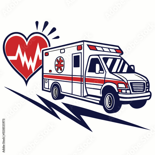 Life support ambulance icon with heart symbol