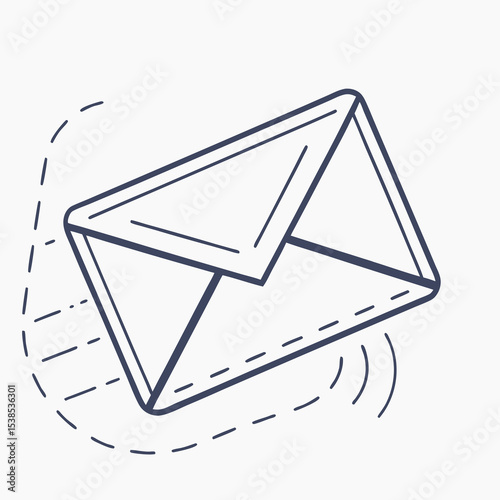 Minimalist email icon vector with soft shadows
