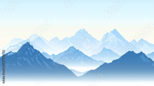 Wallpaper Mural Himalayan Hills Banner Design With Mountain Peak Pattern Along the Edge and Cool Blue to White Gradient Background, Perfect for Travel Promotions and Scenic Nature-Themed Visual Content Torontodigital.ca