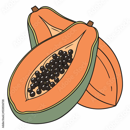 Papaya icon with seeds shown in cross-cut
