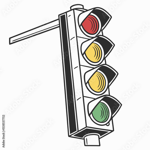 Traffic light icon with red yellow green lights
