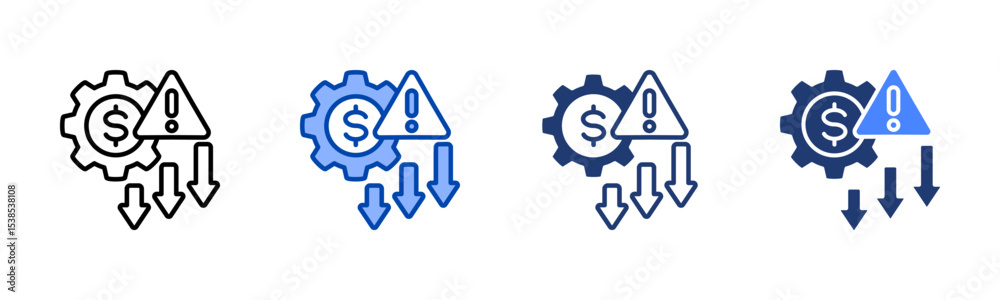Fototapeta premium Risk Management icon sheet multiple style collection
