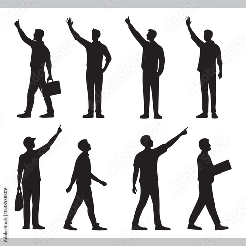 Group of business people silhouettes in formal attire standing together as a team