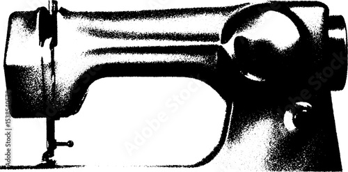 Retro black and white abstract of vintage sewing machine in high contrast