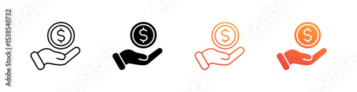 Savings Multiple Style Icon Set Vector 