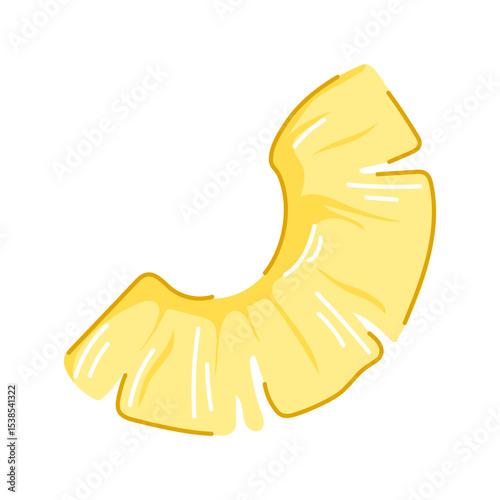 Fresh yellow pineapple slice icon in flat style. Healthy sweet vegetarian snack for menu, cafe design isolated on a white background.
