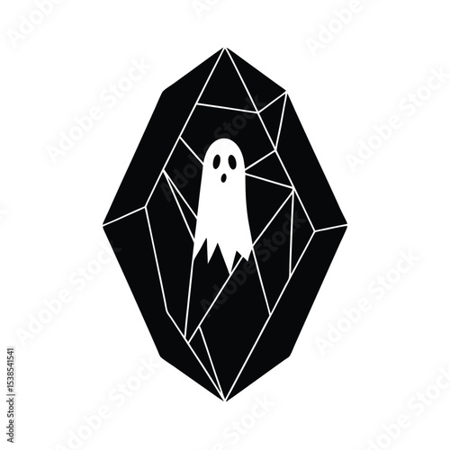 Ghost Trapped Inside Cracked Quartz Crystal