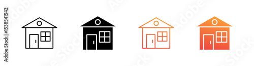 House Multiple Style Icon Set Vector 