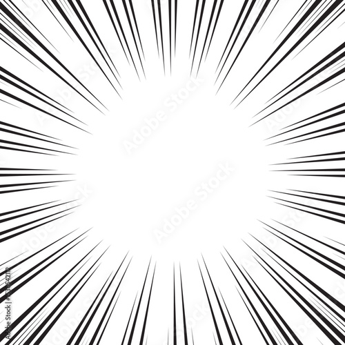 Manga comic explosion, motion or movement effect, vector background. Manga anime cartoon radial speed lines and abstract pattern for comic book burst, flash ray or explode bang action