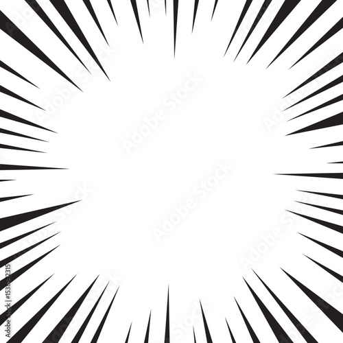 Manga comic explosion, motion or movement effect, vector background. Manga anime cartoon radial speed lines and abstract pattern for comic book burst, flash ray or explode bang action