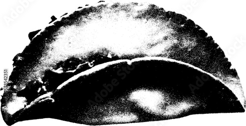High contrast black and white burrito with guacamole - abstract food art for modern decor