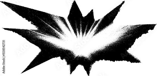 High contrast black and white star shaped cartoon explosion design