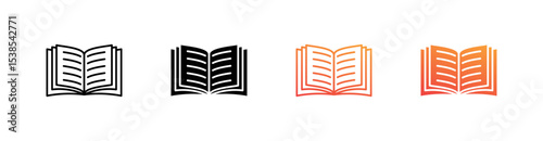 Book Multiple Style Icon Set Vector 