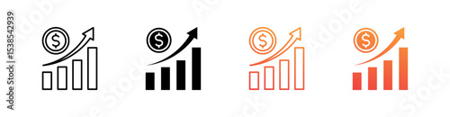 Capital Gains Multiple Style Icon Set Vector 