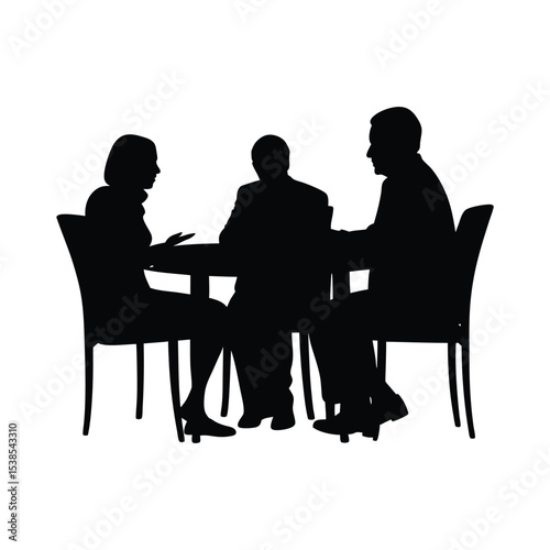 Cafe silhouette of people at tables, illustrating business meetings or casual dinner in a restaurant setting business people meeting silhouette icon