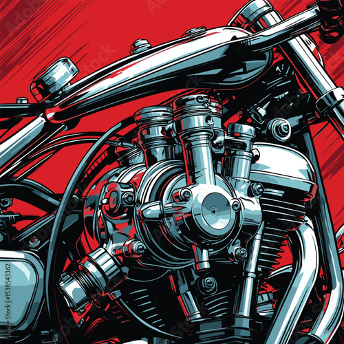 comic book style motorcycle illustration for design purposes