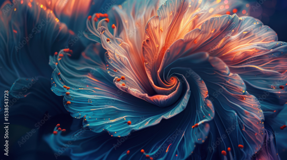 Obraz premium Mesmerizing spiral of blooming petals showcases intricate details and vibrant colors, evoking sense of wonder and beauty
