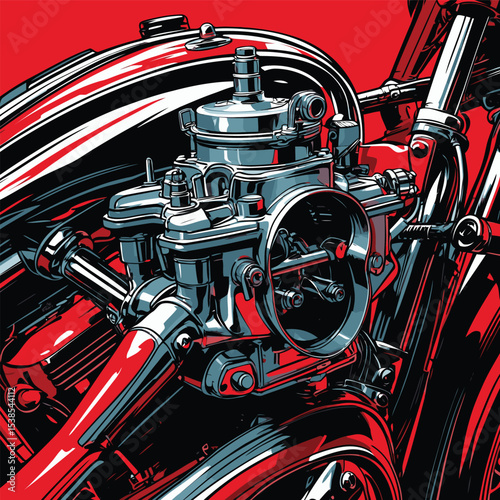 comic book style motorcycle illustration for design purposes