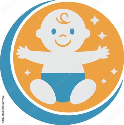 Happy Baby Icon perfect for representing infancy, childhood, parenthood, or family-related businesses.