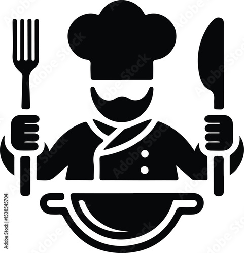 Chef Silhouette with Utensils