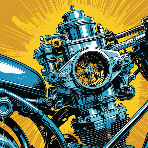 comic book style motorcycle illustration for design purposes