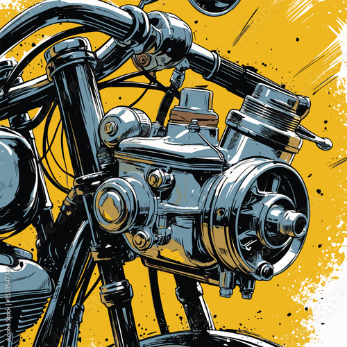 comic book style motorcycle illustration for design purposes