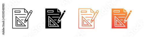 Drafting Multiple Style Icon Set Vector 