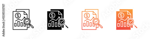 Financial Analysis Multiple Style Icon Set Vector 