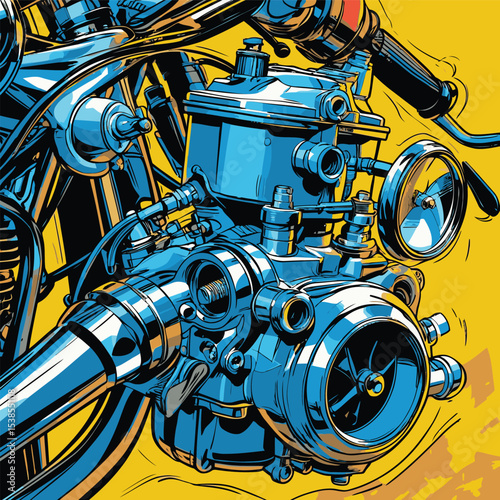 comic book style motorcycle illustration for design purposes