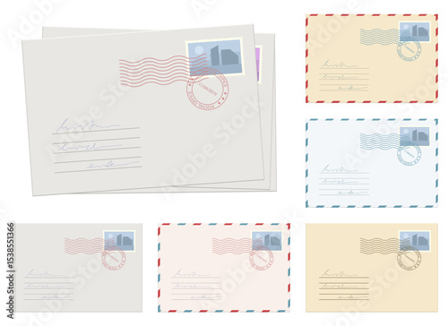 Assortment of Envelopes with Stamps and Postal Marks for Mailing Letters